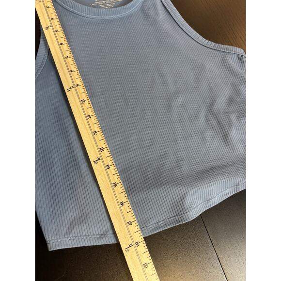 Athleta Transcend Crop Tank Rib Grey Blue Small T-back Cropped Sleeveless - Picture 7 of 12